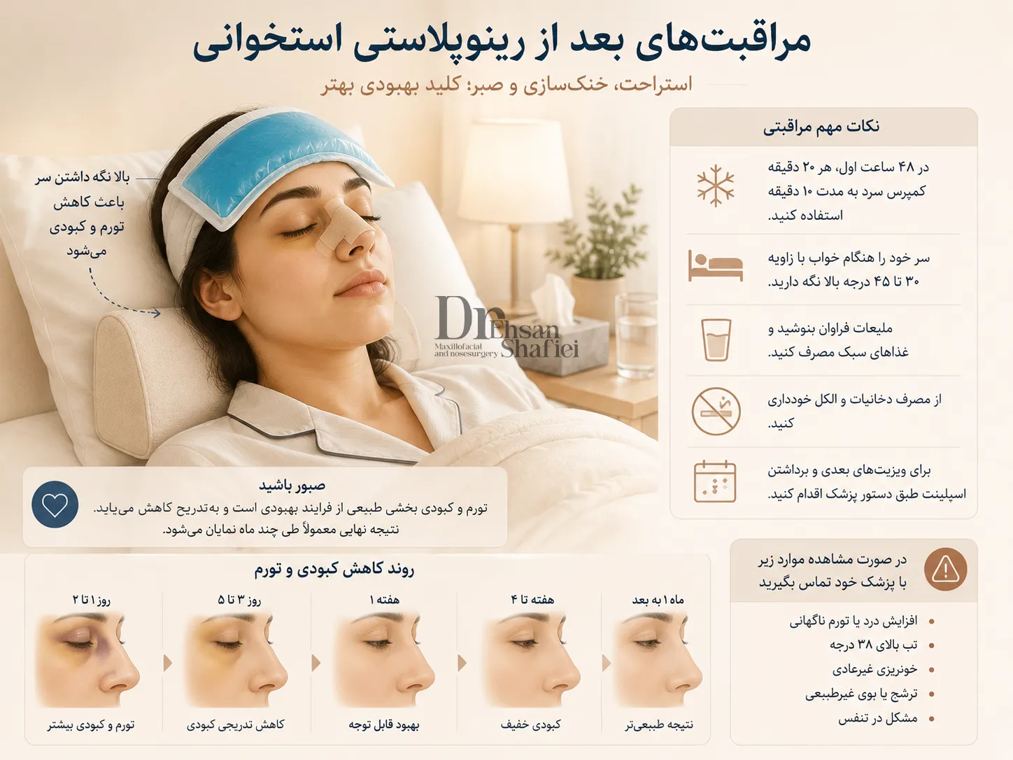کبودی بعد از عمل بینی استخوانی چند روز طول می‌کشد؟