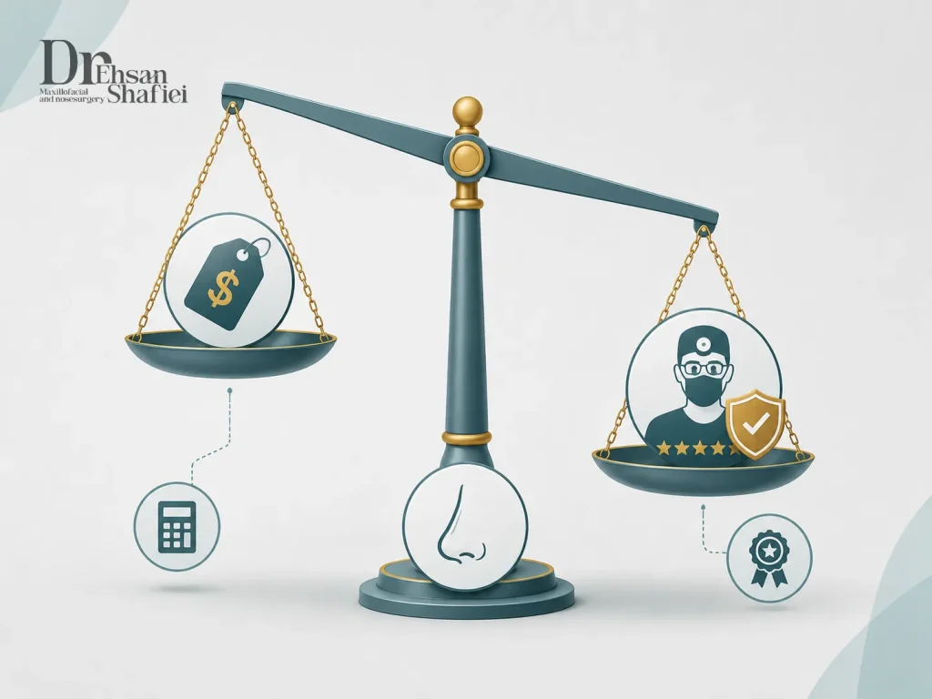 مقایسهی قیمت و کیفیت در انتخاب جراح بینی روی ترازو